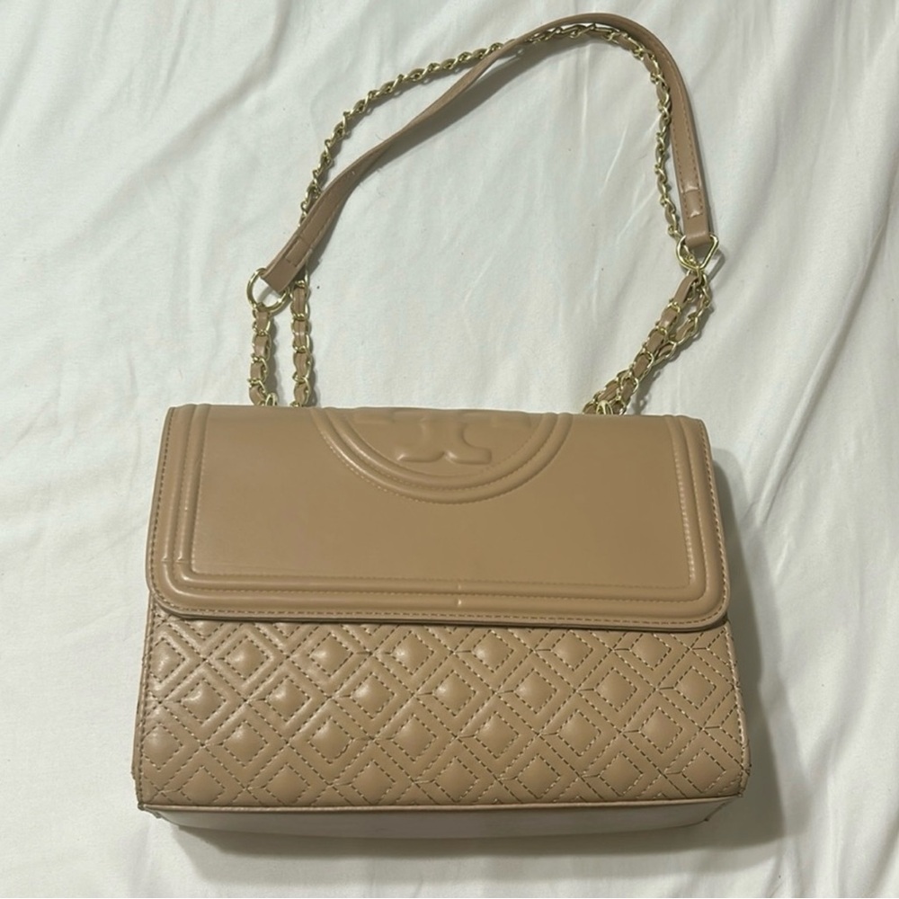 Tory Burch Tan Quilted Shoulder/Crossbody Bag